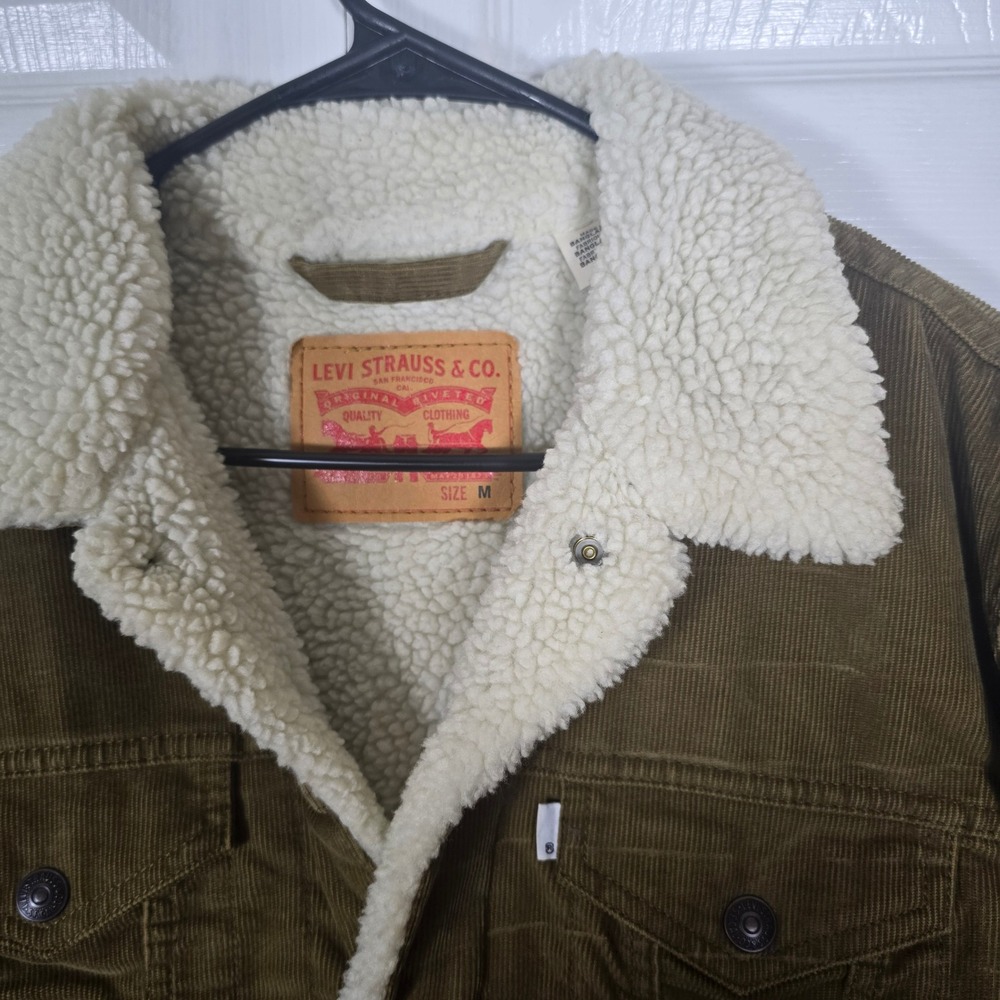 Levi's Men's Corduroy Sherpa Lined Trucker Jacket Brown Tan Size M 16365-0061